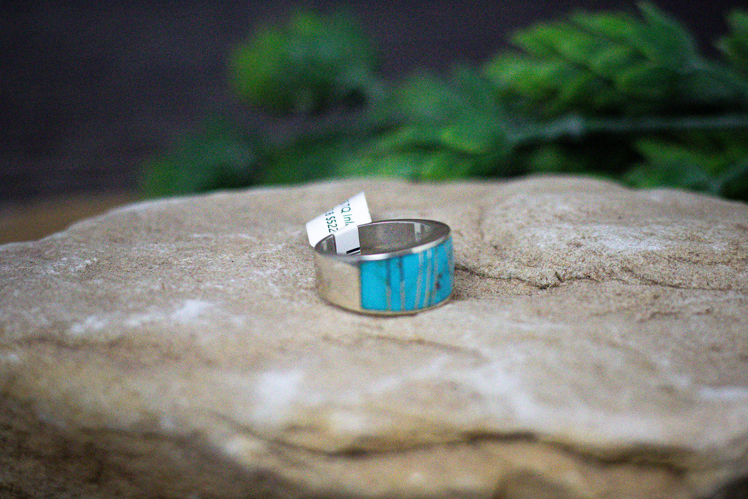 Sterling Silver Turquoise Inlay Ring Size 10