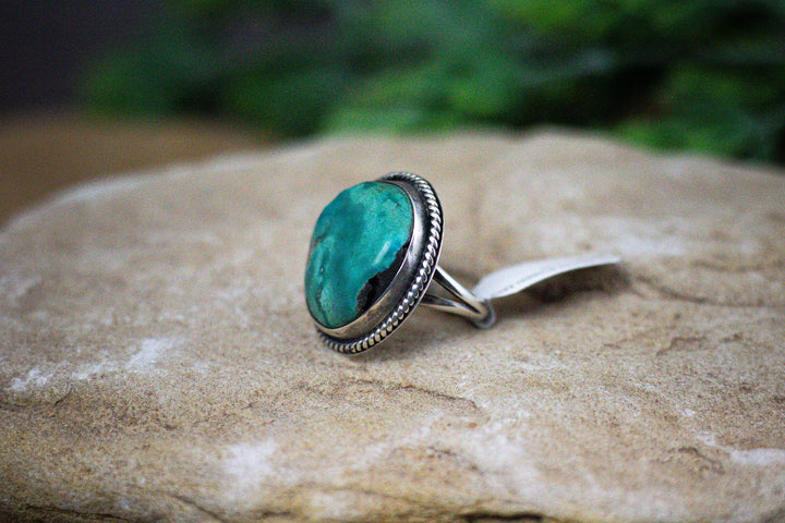 Arizona Azurite Vintage 1970's Sterling Silver Ring Size 6.75