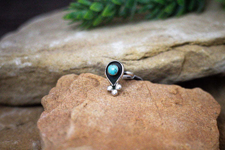 Arizona Turquoise Baby Vintage 1970's Sterling Silver Ring Size 2.25