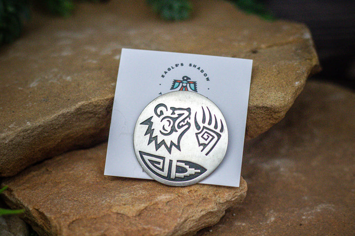 Hopi Overlay Bear & Claw Pendant/Pin