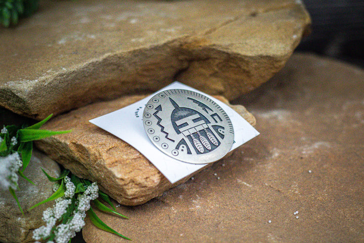Hopi Overlay Longhair Kachina Pendant/Pin