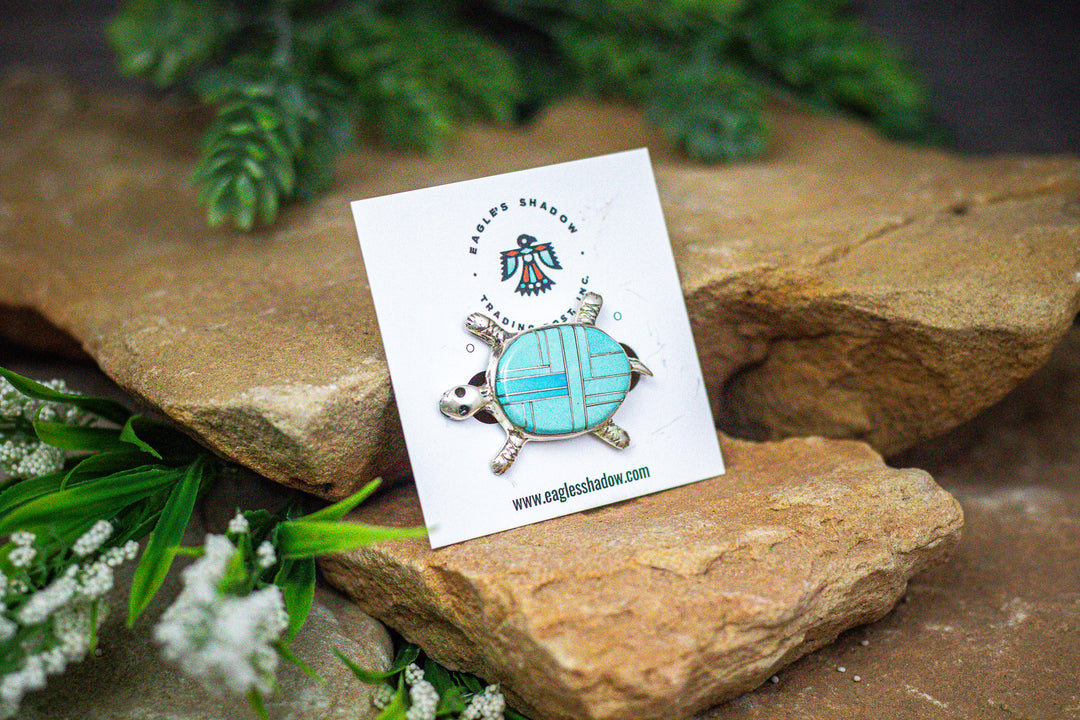 Turquoise Inlay Turtle Pin