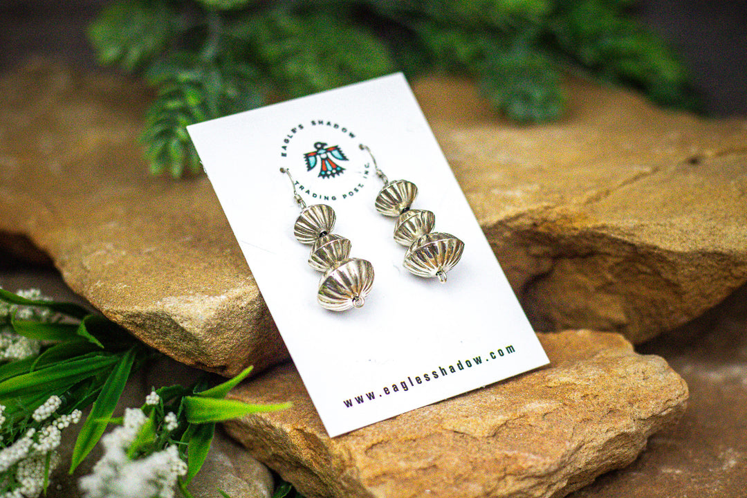 Sterling Silver Corrugated Saucer Earrings