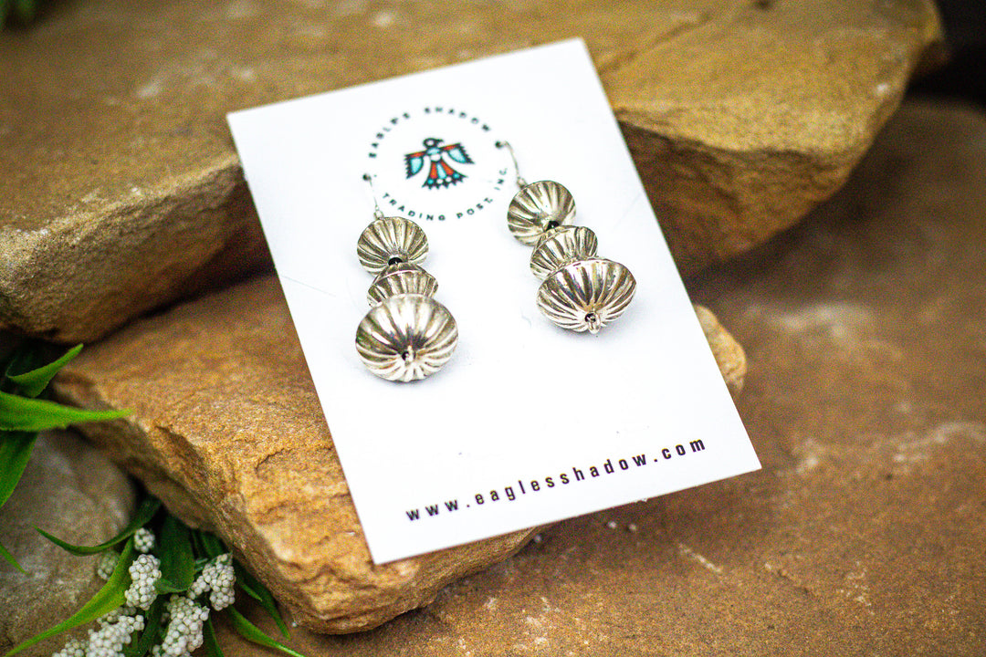 Sterling Silver Corrugated Saucer Earrings