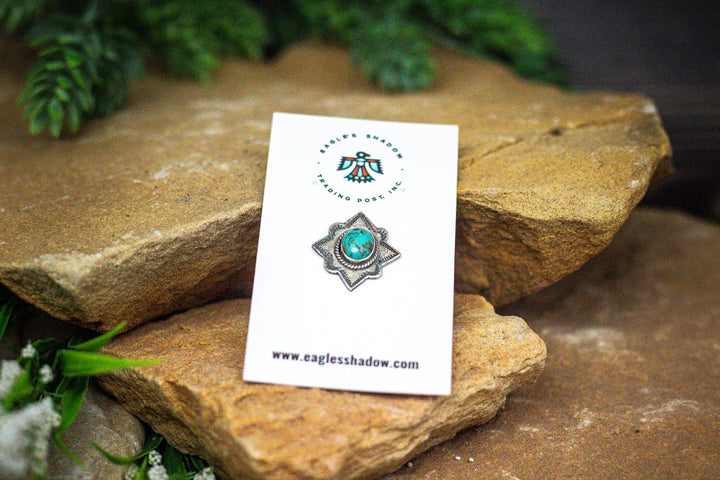 Stamped Diamond Pattern Pin with Turquoise