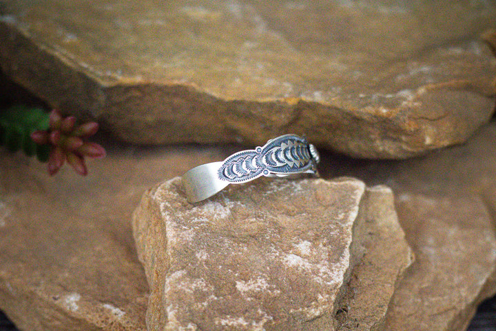 Sterling Silver Stamped Button Flower