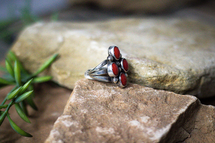 4 Stone Coral Ring