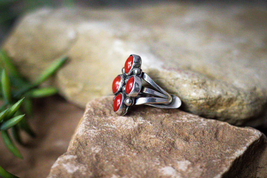 4 Stone Coral Ring