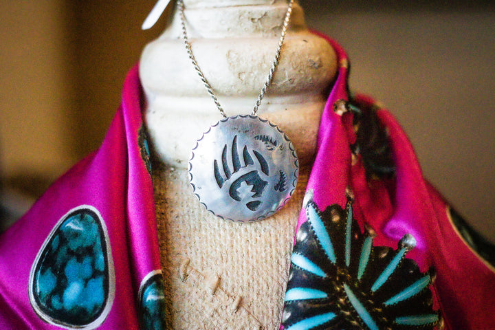 Hopi Overlay Bear Claw Pendant