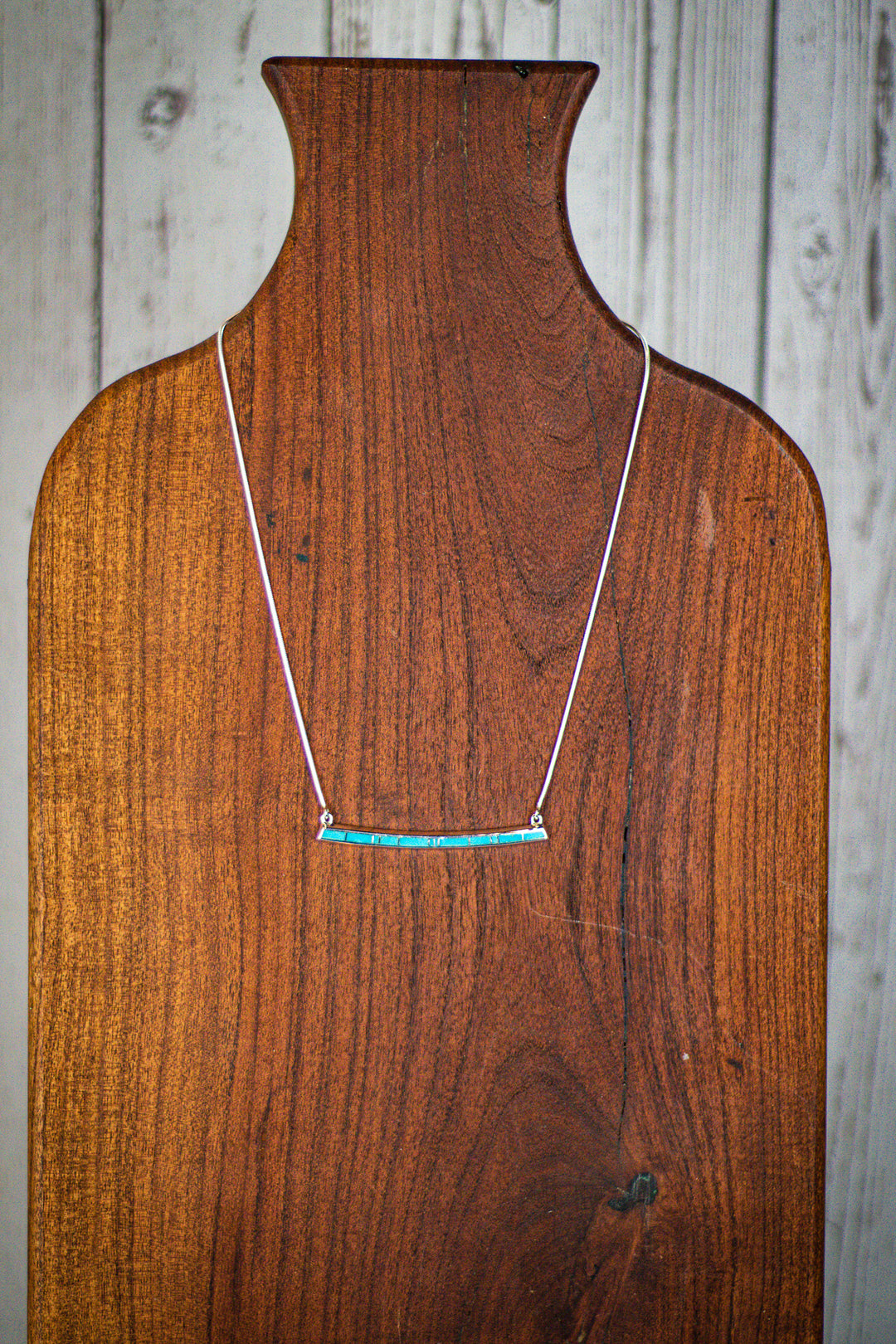 Arizona Blue Turquoise Thin Slab Inlay Bar Necklace