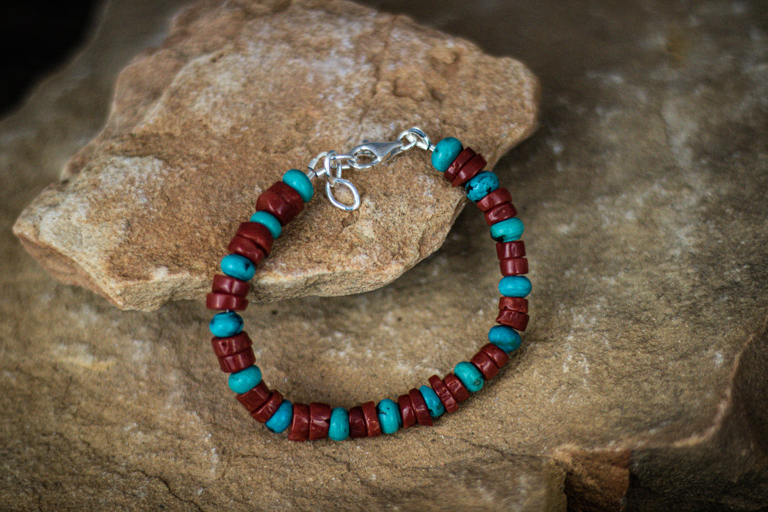 Mediterranean Coral and Turquoise Bracelet