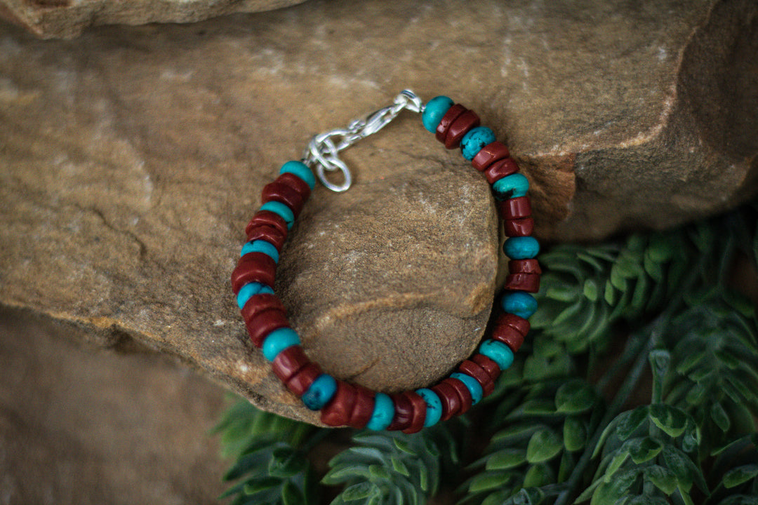 Mediterranean Coral and Turquoise Bracelet