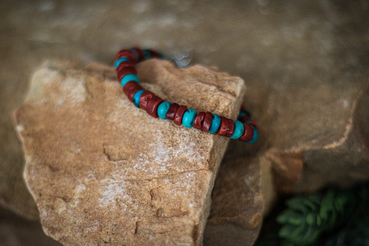 Mediterranean Coral and Turquoise Bracelet