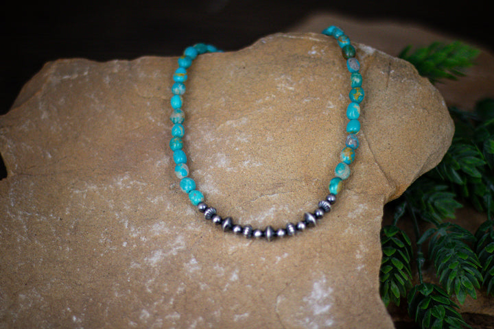 Kingman Turquoise Navajo Pearls Necklace