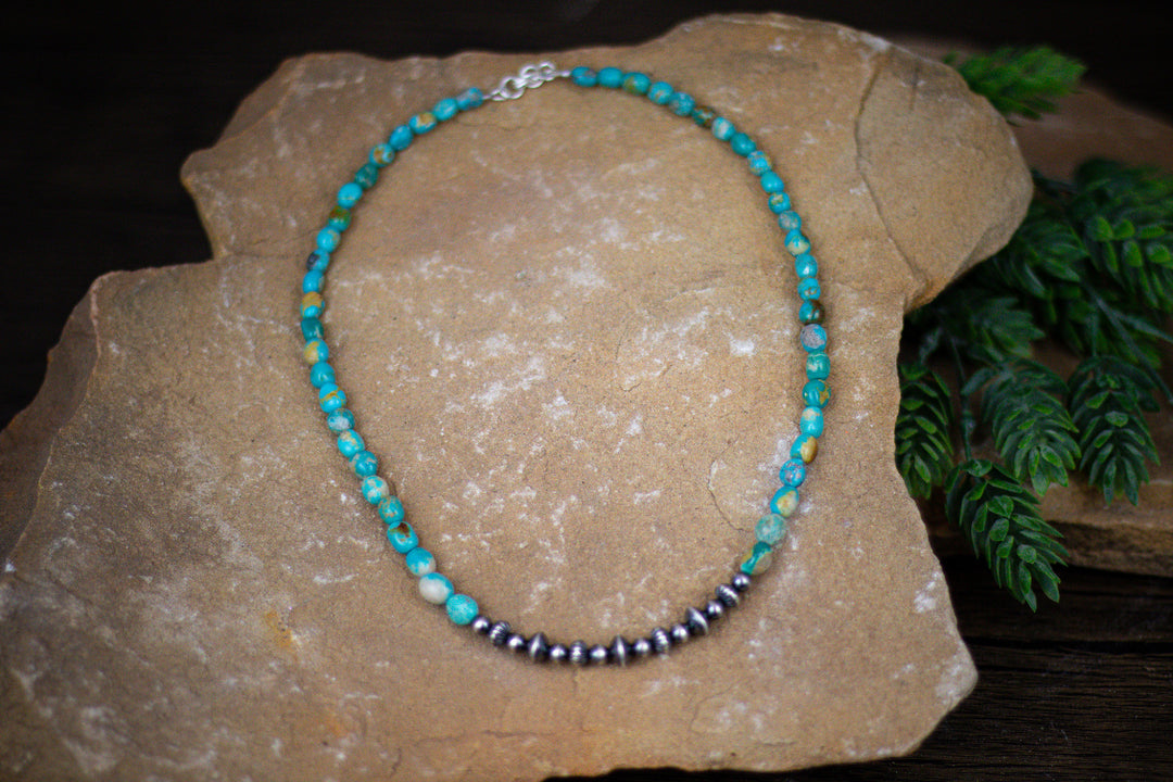 Kingman Turquoise Navajo Pearls Necklace