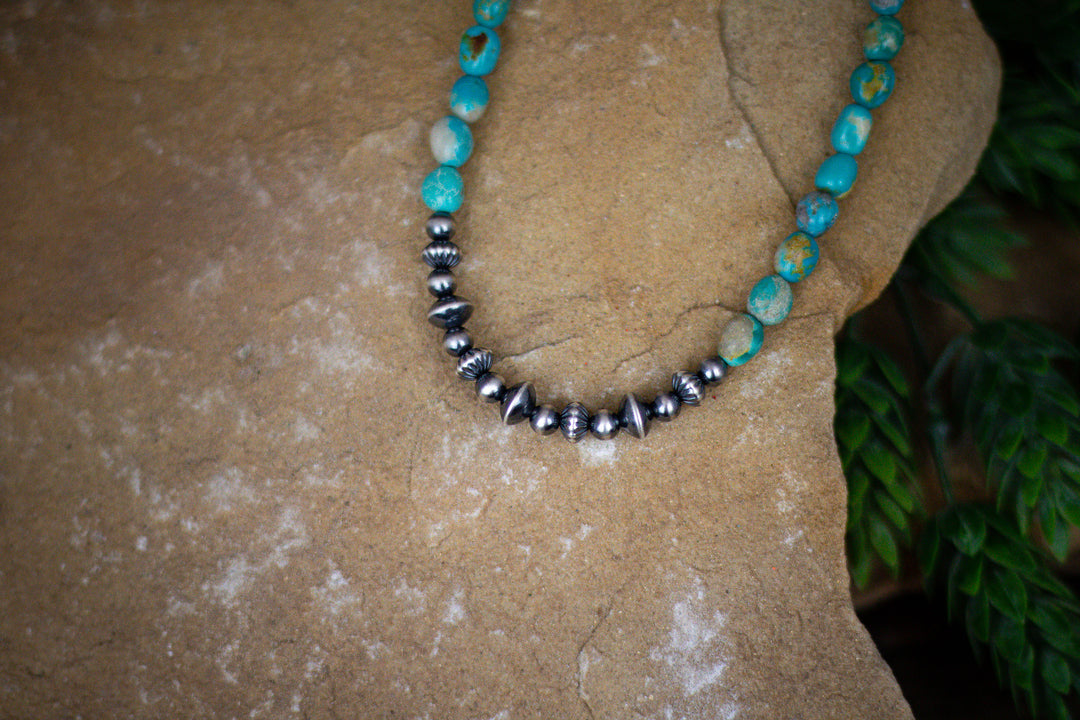 Kingman Turquoise Navajo Pearls Necklace