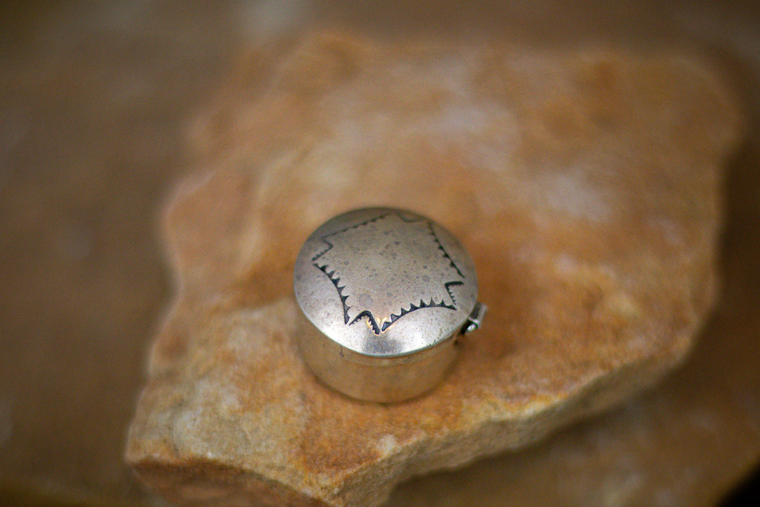 Sterling Silver Hand Stamped Miniature Pill Box