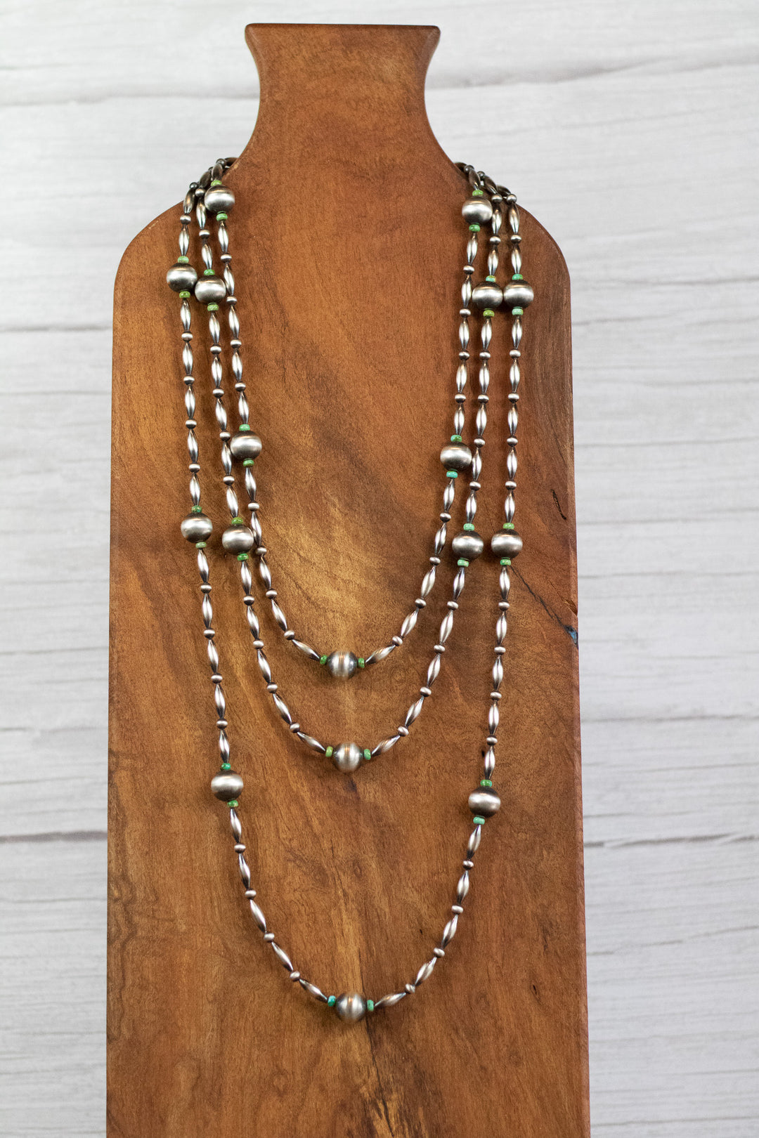 14mm, 5mm Navajo Pearls and Melon beads with Sonoran Gold Turquoise 90" Long