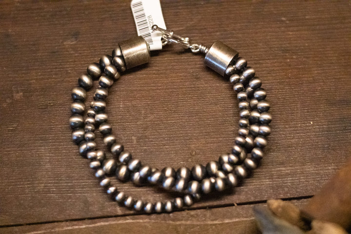3 Strand Sterling Silver Navajo Pearls Bracelet