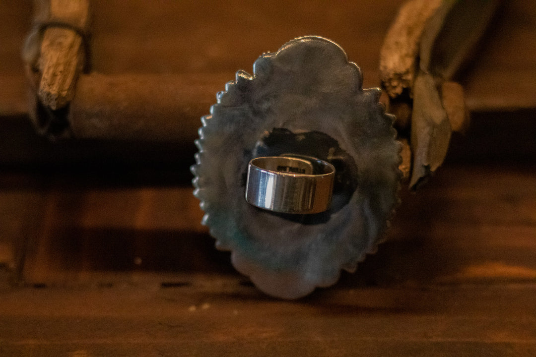 Repousse Large Turquoise Adjustable Ring