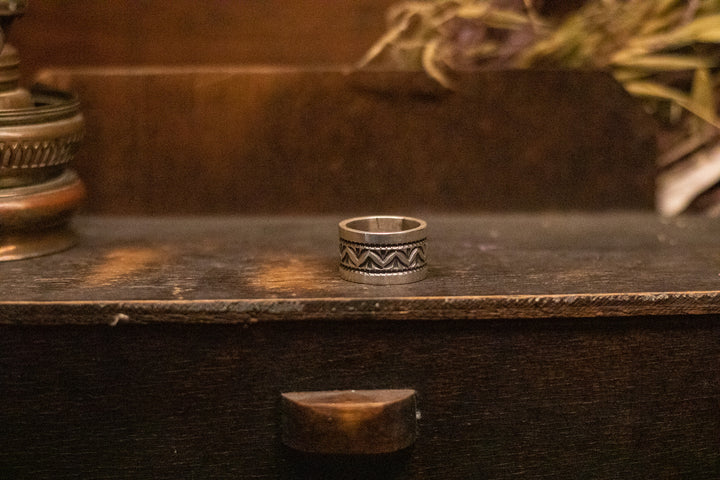 Sterling Silver Stamped Wide Ring