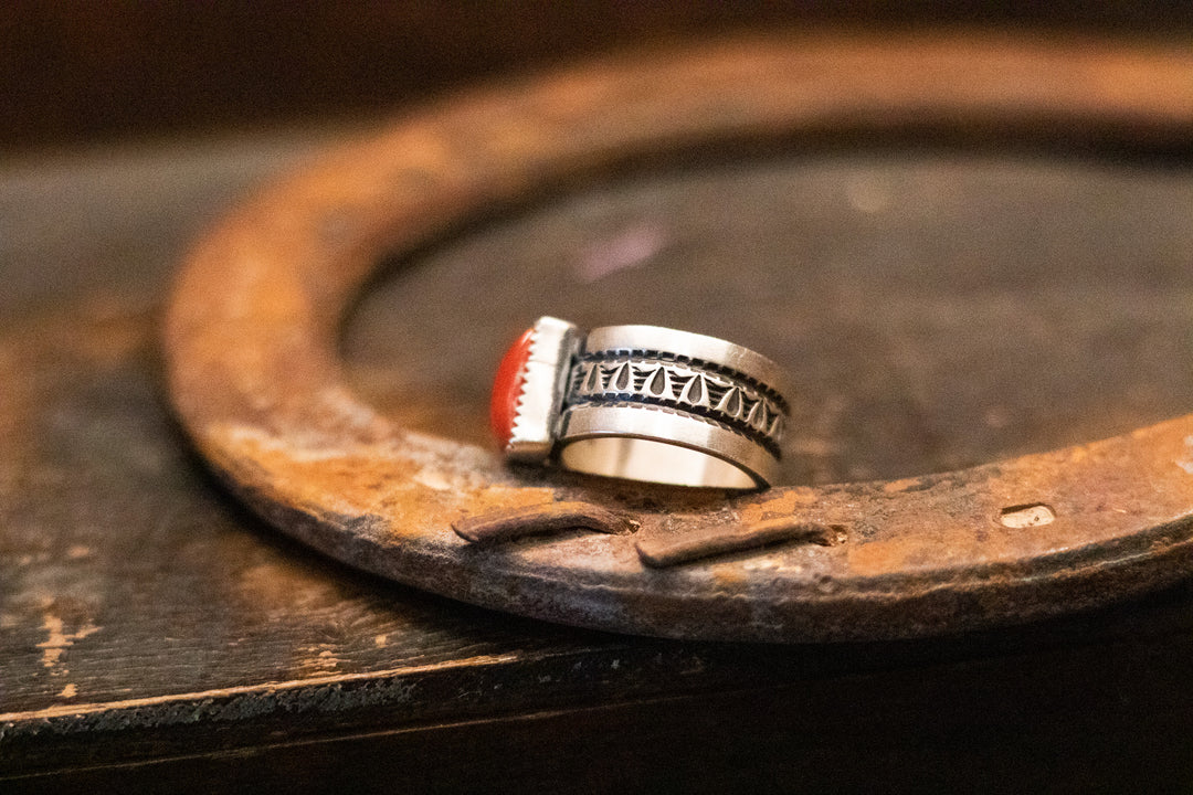 Mediterranean Coral Stamp Ring