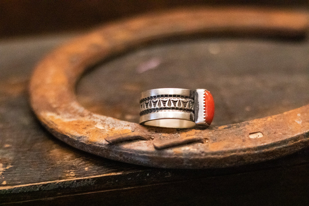 Mediterranean Coral Stamp Ring