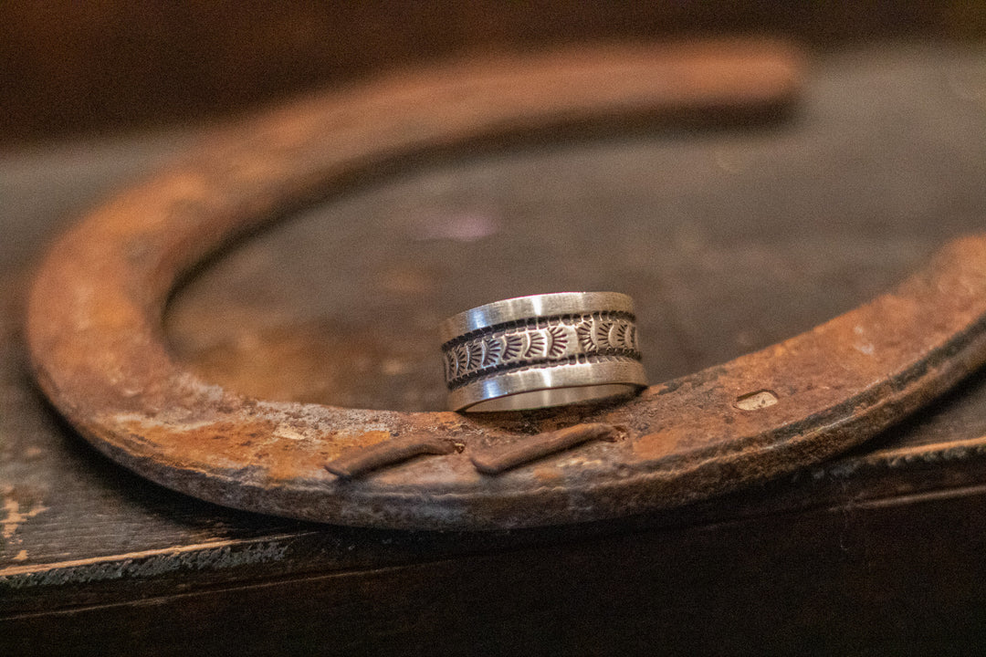 Sterling Silver Stamped Wide Ring