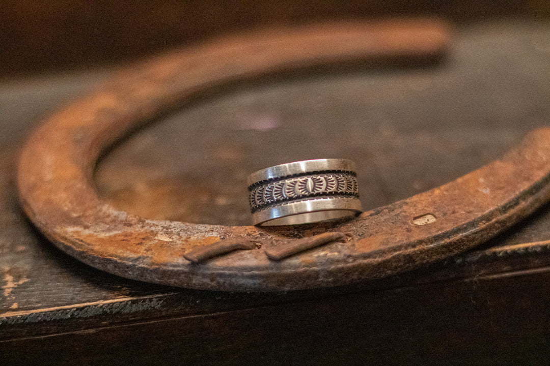 Sterling Silver Stamped Wide Ring