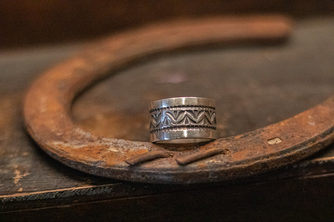 Sterling Silver Stamped Wide Ring