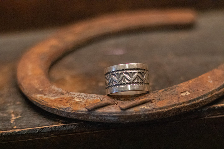 Sterling Silver Stamped Wide Ring