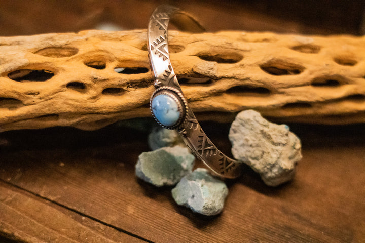 Golden Hill Turquoise Knife Stamped Stacker Bracelet