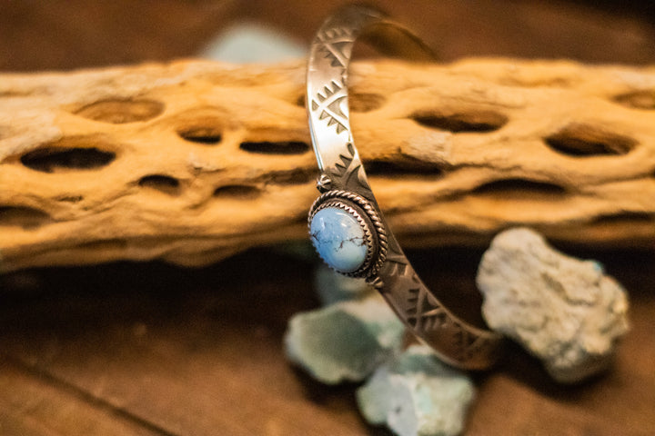 Golden Hill Turquoise Knife Stamped Stacker Bracelet