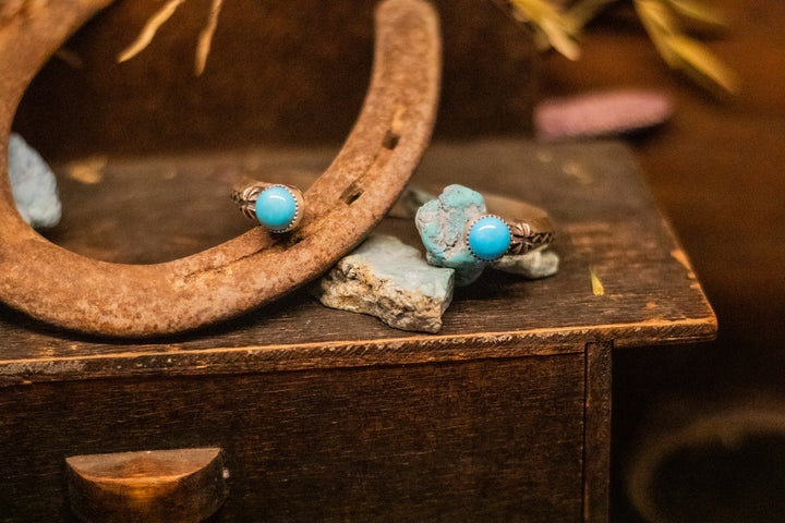 Heavy Gauge Stamped Stacker Cuff with Turquoise