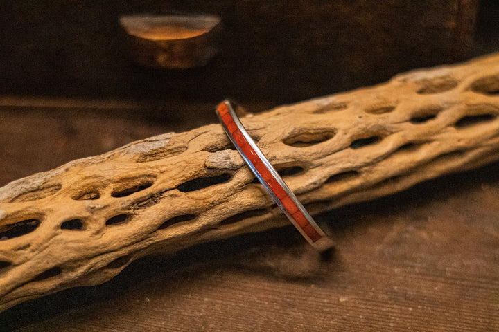 Orange Spiny Inlay Zuni Cuff Bracelet