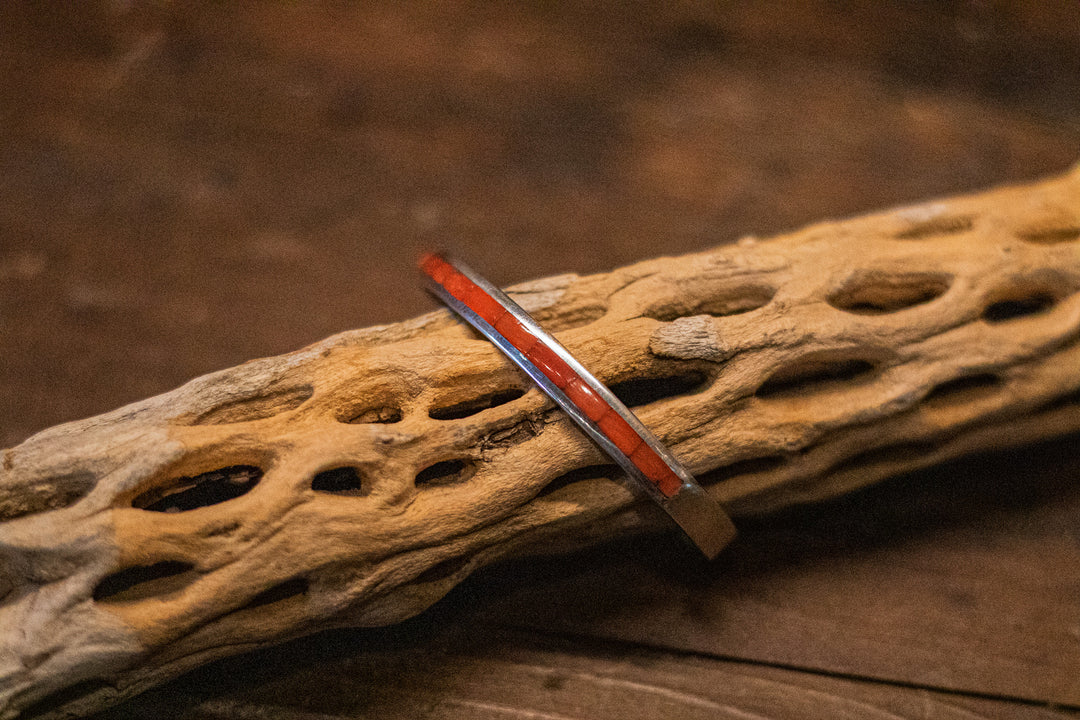 Orange Spiny Inlay Zuni Cuff Bracelet