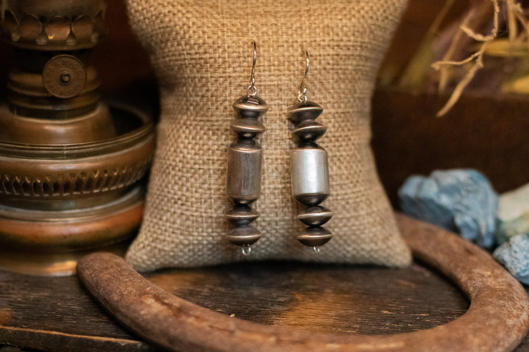 Sterling Silver Navajo Pearl and Barrel Earrings