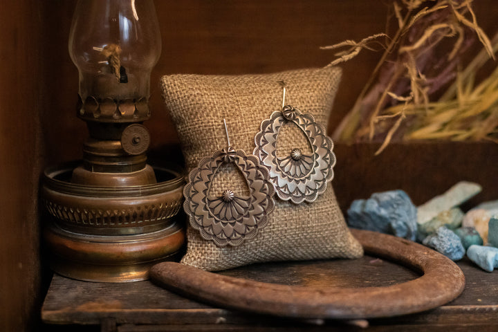 Sterling Silver Heavy Stamp Basket Earrings