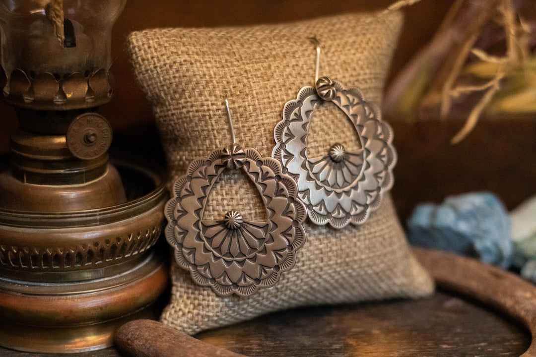 Sterling Silver Heavy Stamp Basket Earrings