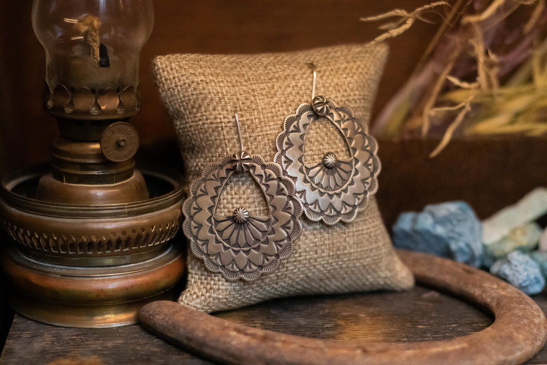 Sterling Silver Heavy Stamp Basket Earrings