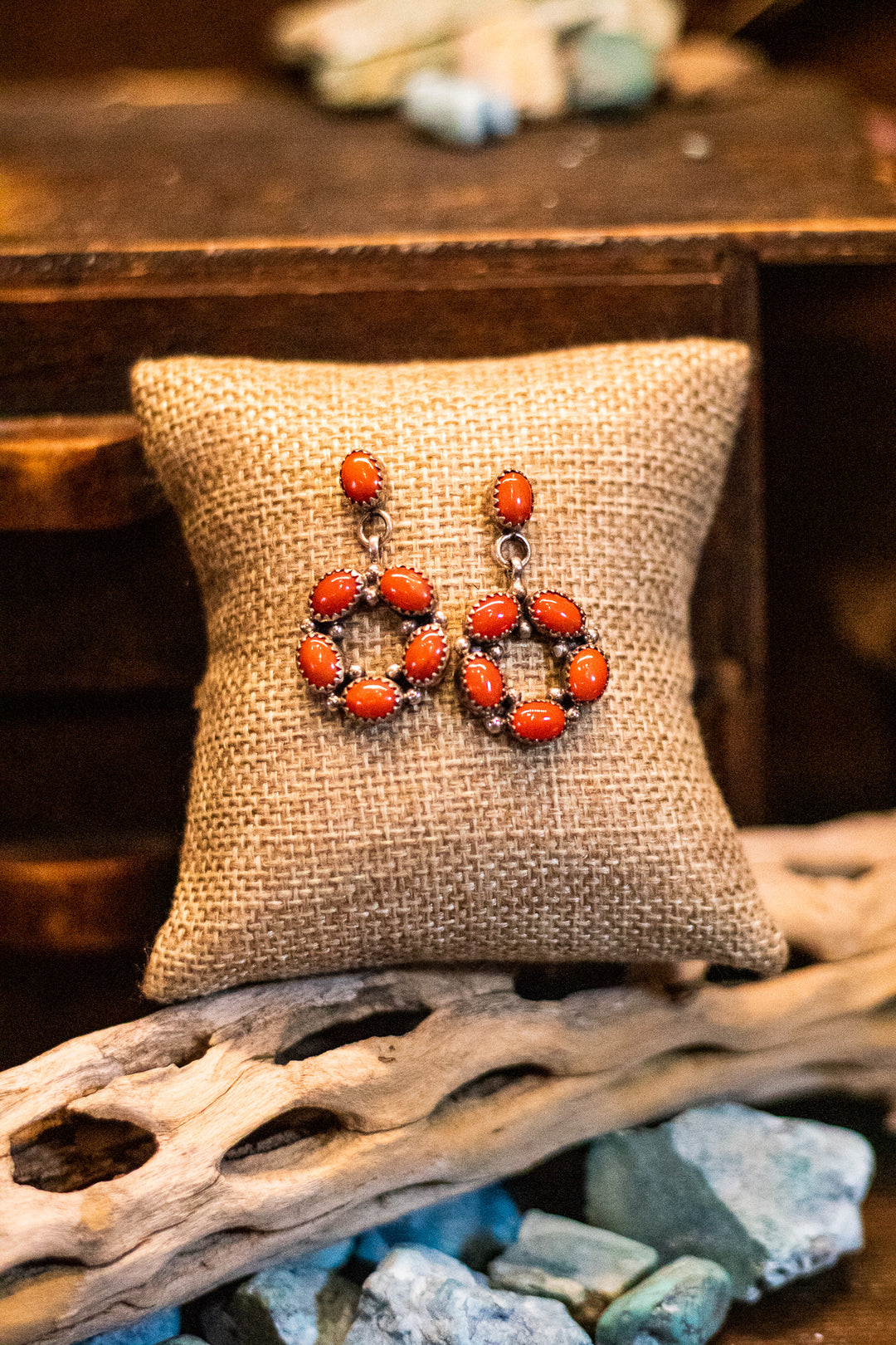 Mediterranean Coral Hoop Earrings