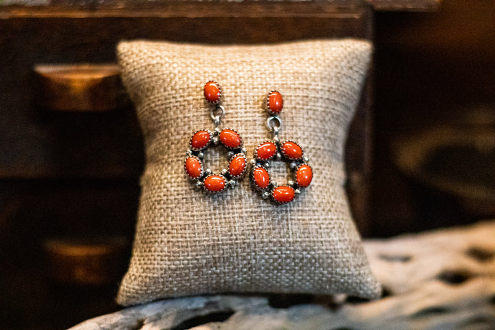 Mediterranean Coral Hoop Earrings