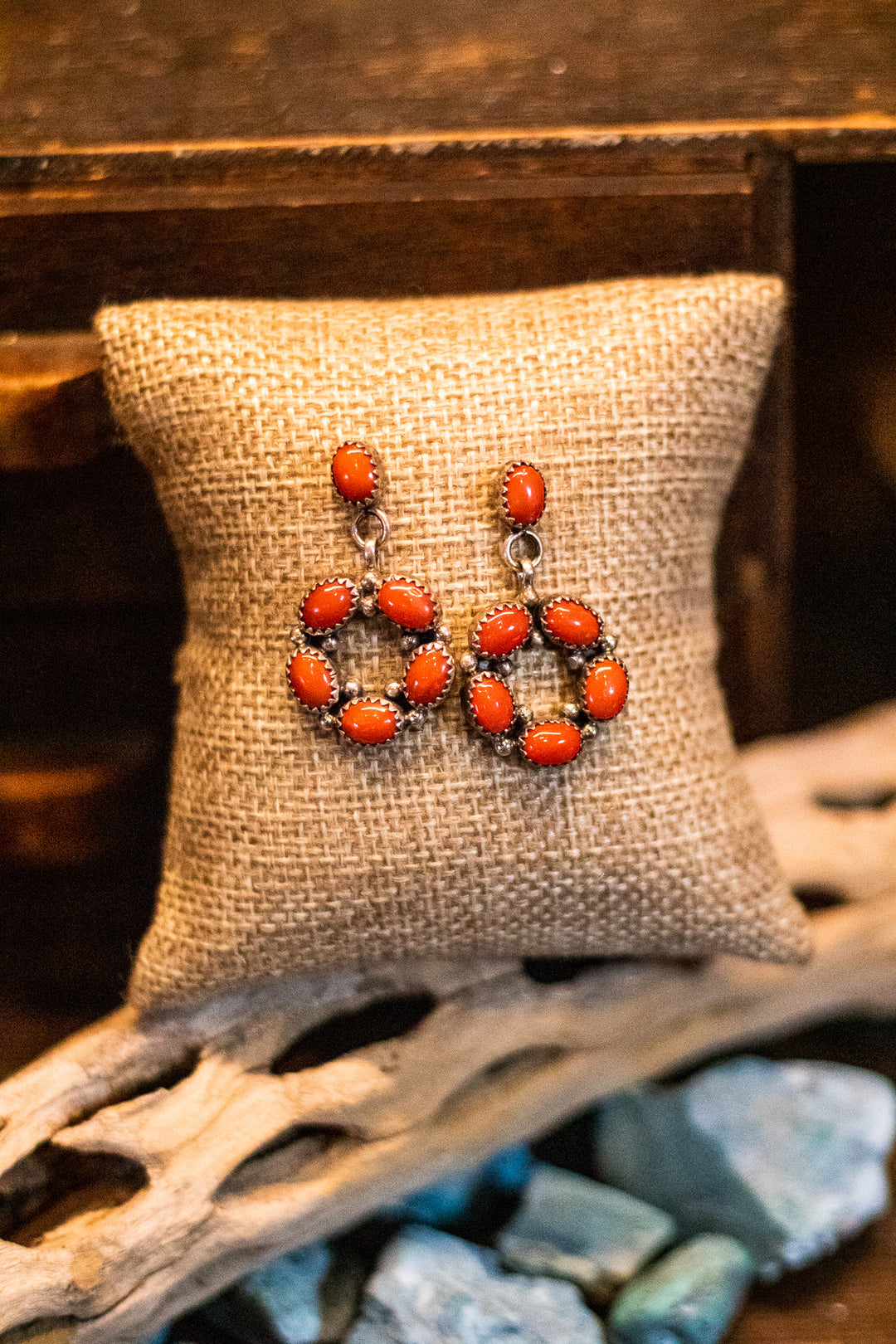 Mediterranean Coral Hoop Earrings