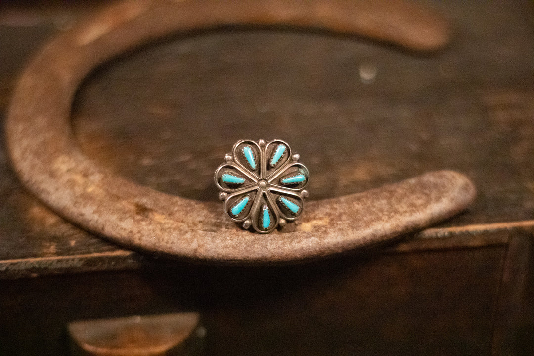 Zuni Turquoise Flower Cluster Ring