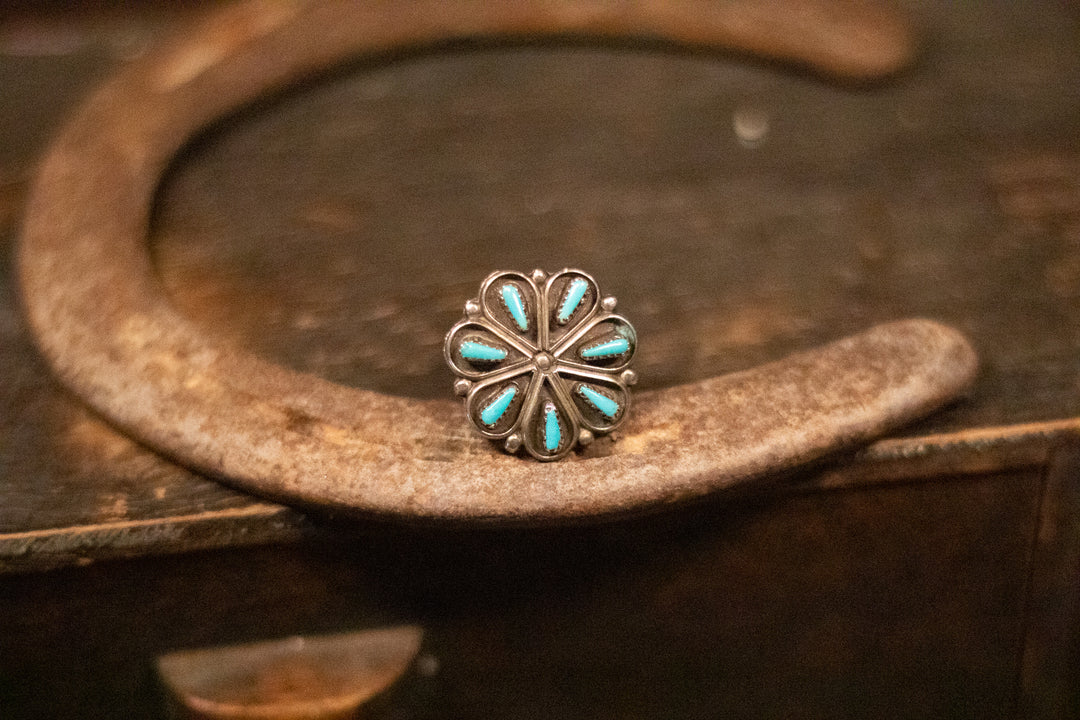 Zuni Turquoise Flower Cluster Ring