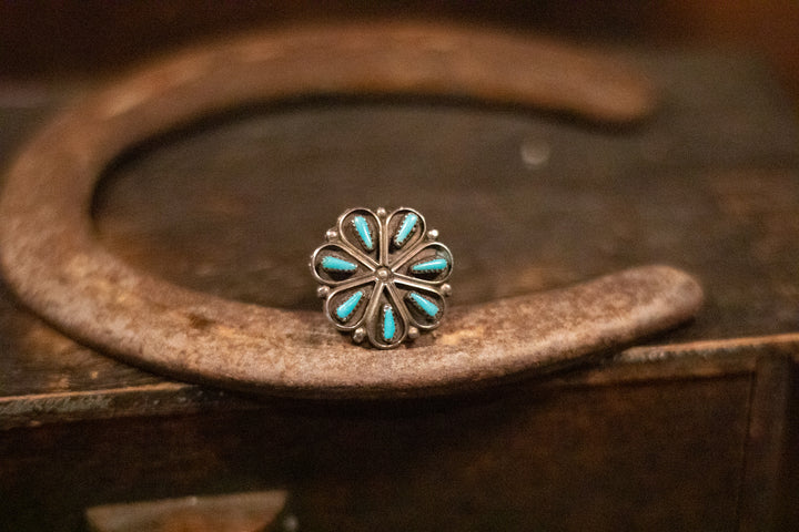 Zuni Turquoise Flower Cluster Ring