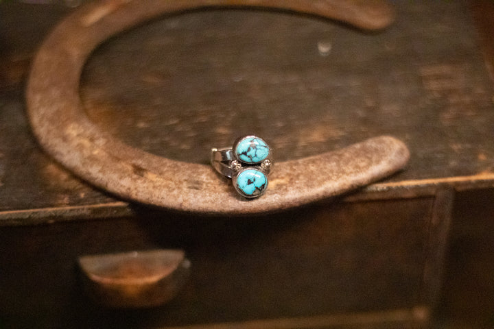 Turquoise Double stone with Buttons Ring