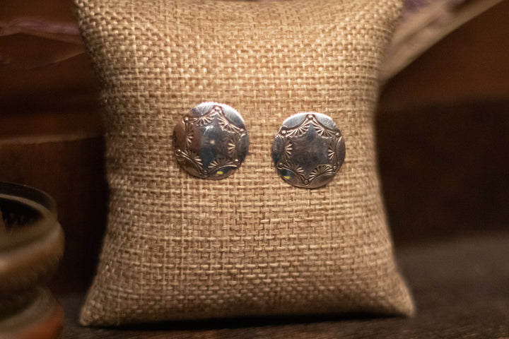 Sterling Silver Rising Sun Star Stamped Post Earrings 3/4 Wide by Kathy Lee