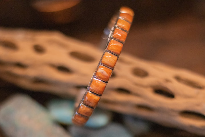 Orange Spiny Square Stacker Cuff (Medium)