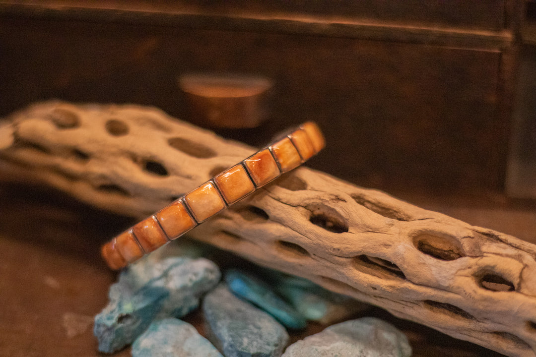 Orange Spiny Square Medium Bangle